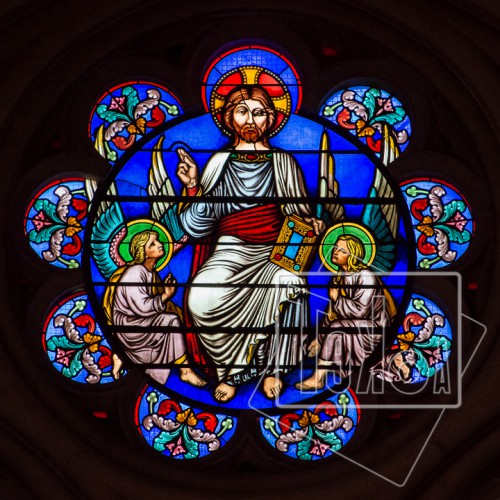 tekoaphotos,christ,siégeant,gloire,vitrail,église,saint-nom,jésus,lyon
